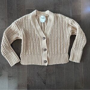 Cream Knit Cardigan Sweater